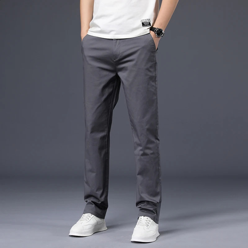 Mens pants cotton casual elastic mens highquality 4color plus size set 42 44 240816