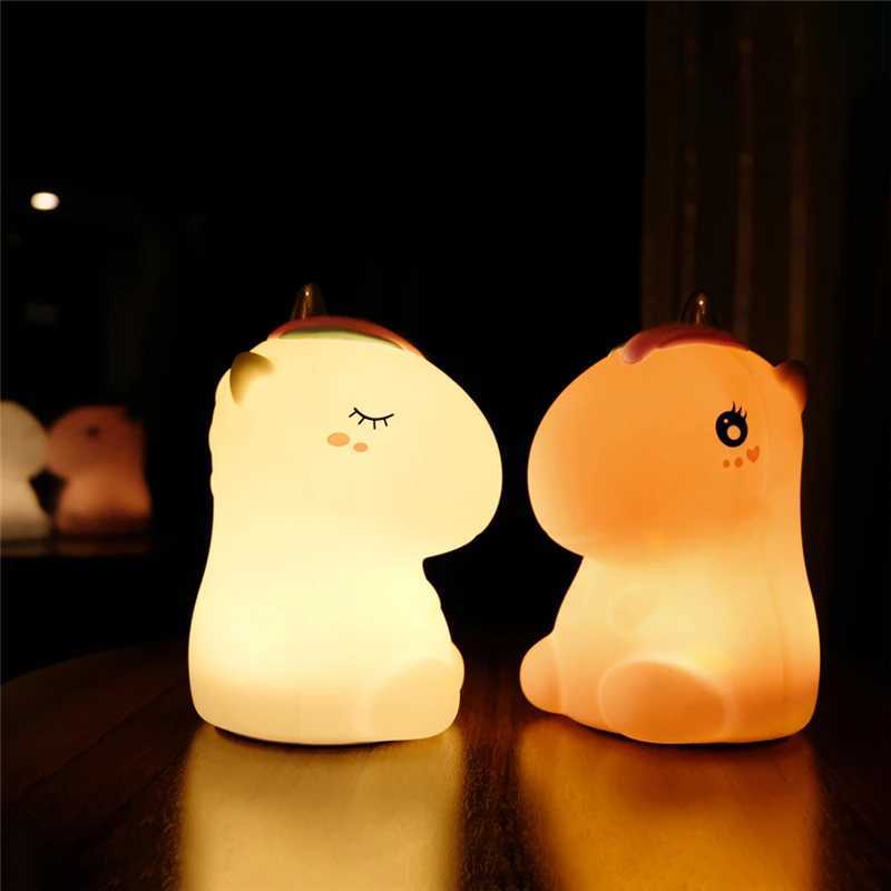 Silicone Unicorn LED Night Light Color USB Charging Light for Childrens Bed Used for Childrens Room Decoration Direct Shipping W240816