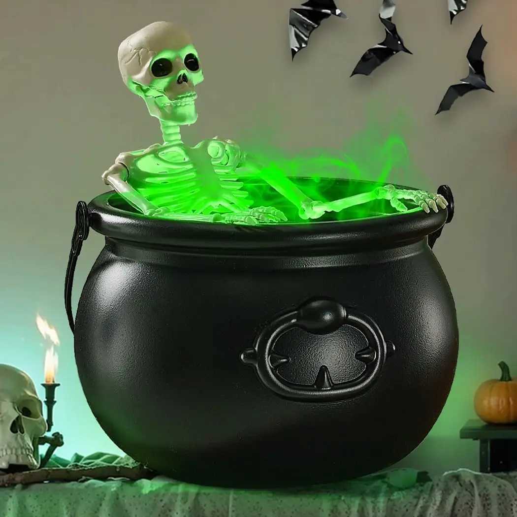 Halloween Decorations Witches Cauldron And Led Mist Maker Black Plastic Bowl For Spooky Party Decoration Home Table KitchenXJ240817