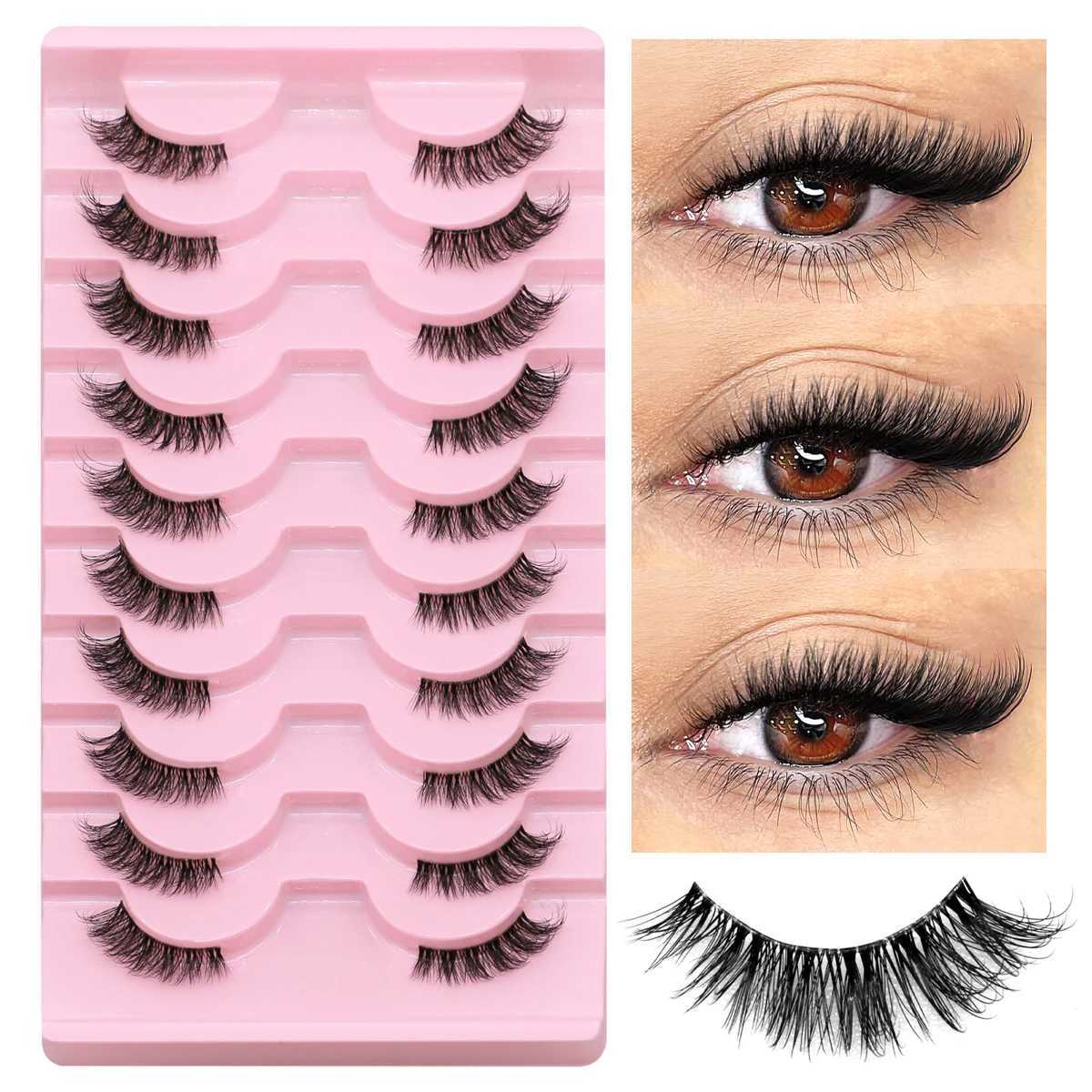Groinneya semi false eyelashes semi soft natural cat eye eyelashes natural appearance unviable with fluffy eyelashes W240803