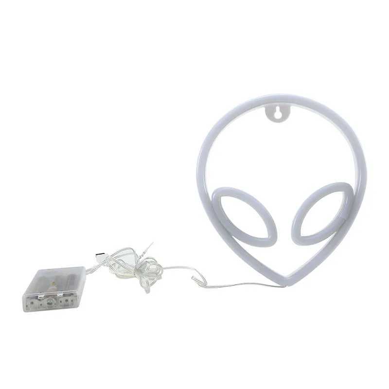 Neon Sign Alien Face Shaped Wall Mounted Light for Home Gaming Room Saucerman Factory LED Night Light Christmas Party Holiday Art Decoration W240816