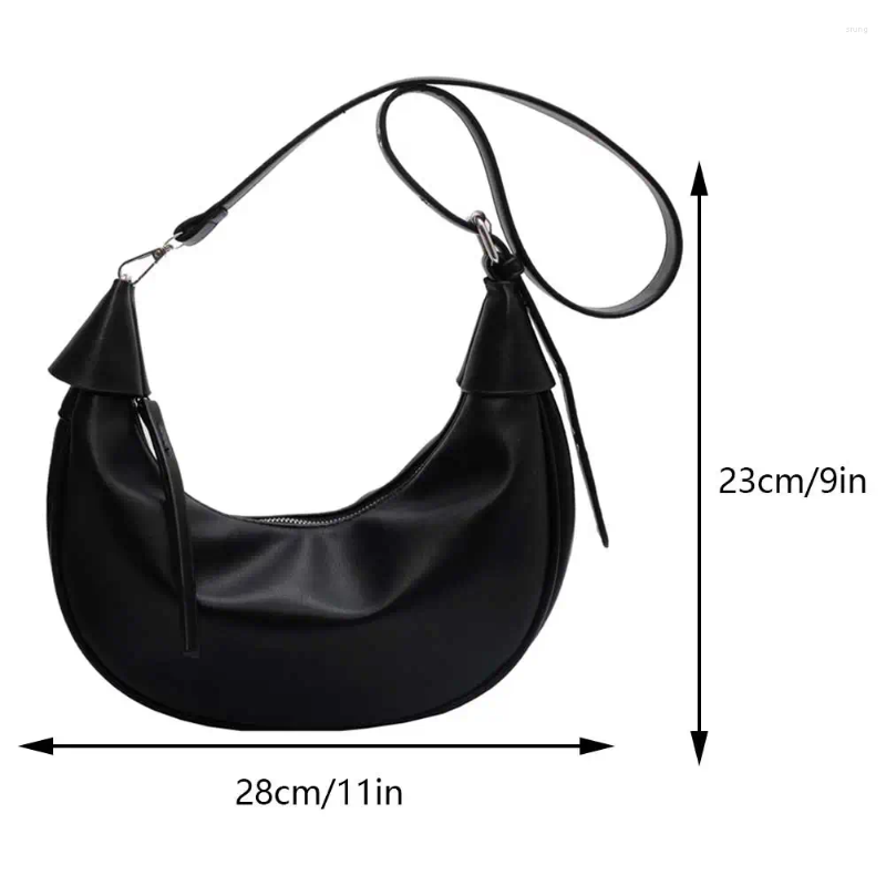 Bag Women Fashion Sling Adjustable Strap PU Leather Satchel Casual Half Moon Fashionable Tote Large Capacity Travel Bags