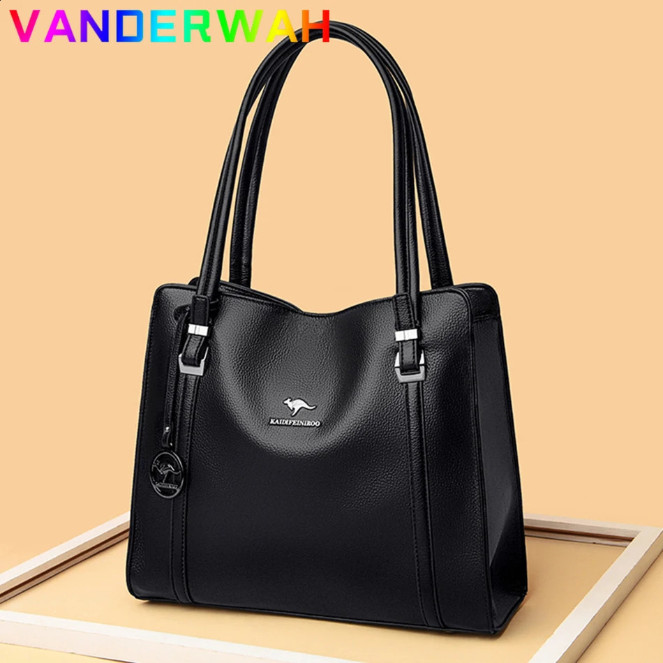 soft leather womens handbag retro shoulder bag y ner large capacity purse Sac A Main 240817