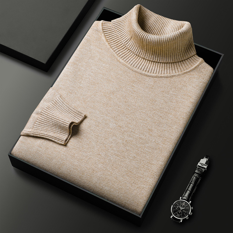 Autumn and Winter Men Cashmere Sweater Mens Wool Pullover High Collar Soft and Warm Pullover Knitted Sweater Mens Sweater 240816