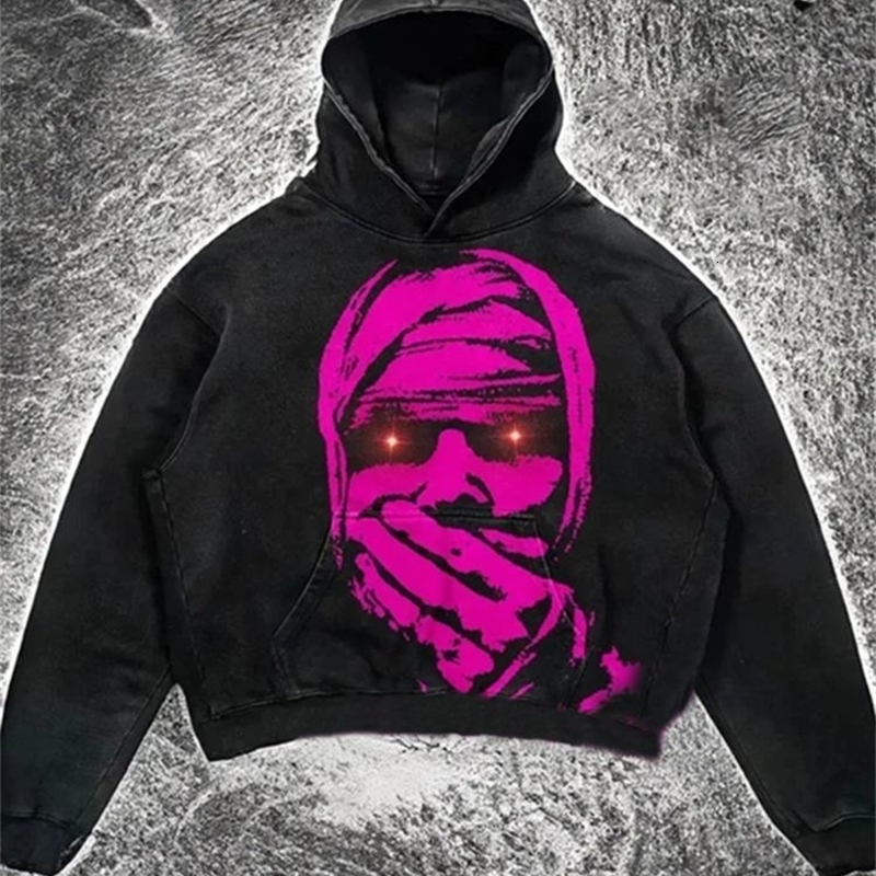 Harajuku Ultra fine Retro Shinshin Printing Hoodie Womens Street Clothing High Sweater Gothic Jacket Y2K w240816