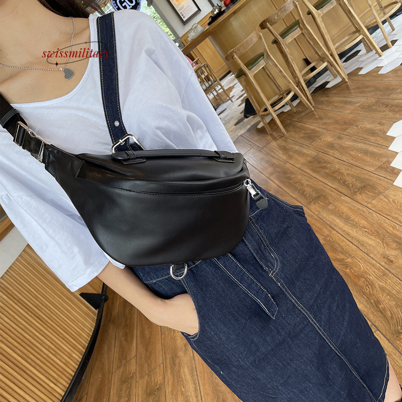 Swissmilitary Versatile Chest for Women 2024 Summer Trendy and Fashionable Crossbody Dumpling Texture Soft Leather Casual Small Bag #32