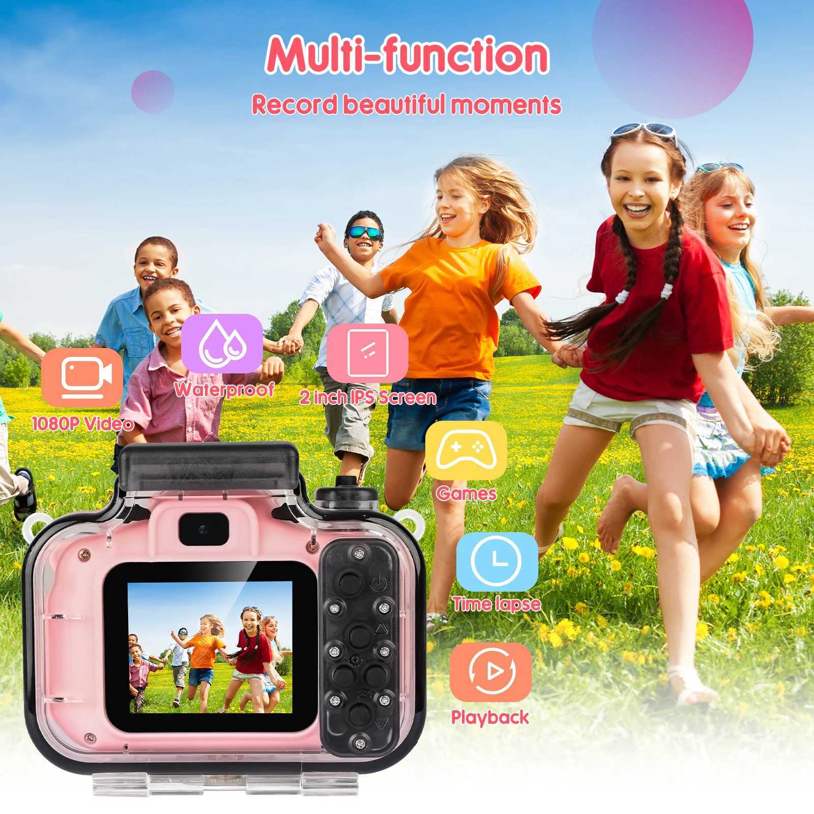 Toy Cameras Underwater 10 Meters Waterproof Children Camera Toys Digital Kids Cameras Selfie Dual Camera Beginner Boys and Girls Toy Gifts LF819