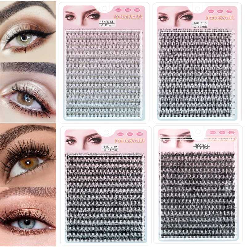 Natural 48/60/100/280Pcs mink eyelashes handmade silk 10/20/30/40D personal cluster eyelash extension 3D roll soft Cilos hot W240803