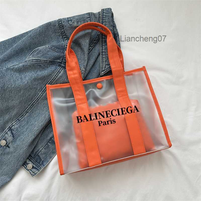 Cross Body Large Capacity Fashionable Transparent Handbag Jelly Beach Printed Womens Baozi Mother Shoulder Tote Bag Y2408190B5P6T5T