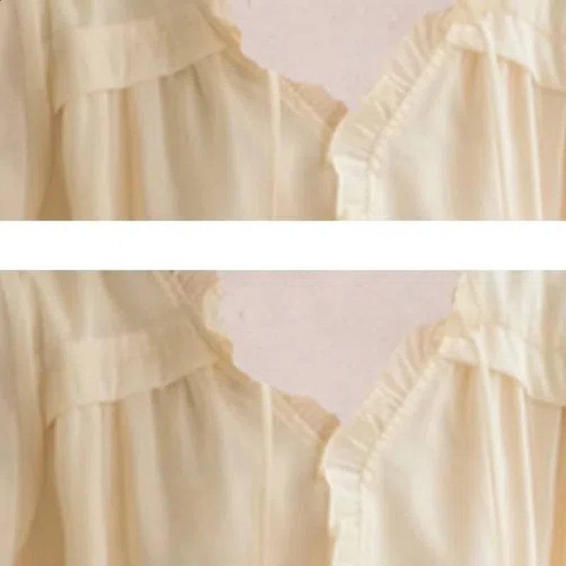 French short sleeved womens spring patchwork Vneck brushed fashionable solid color loose long shirt 240814