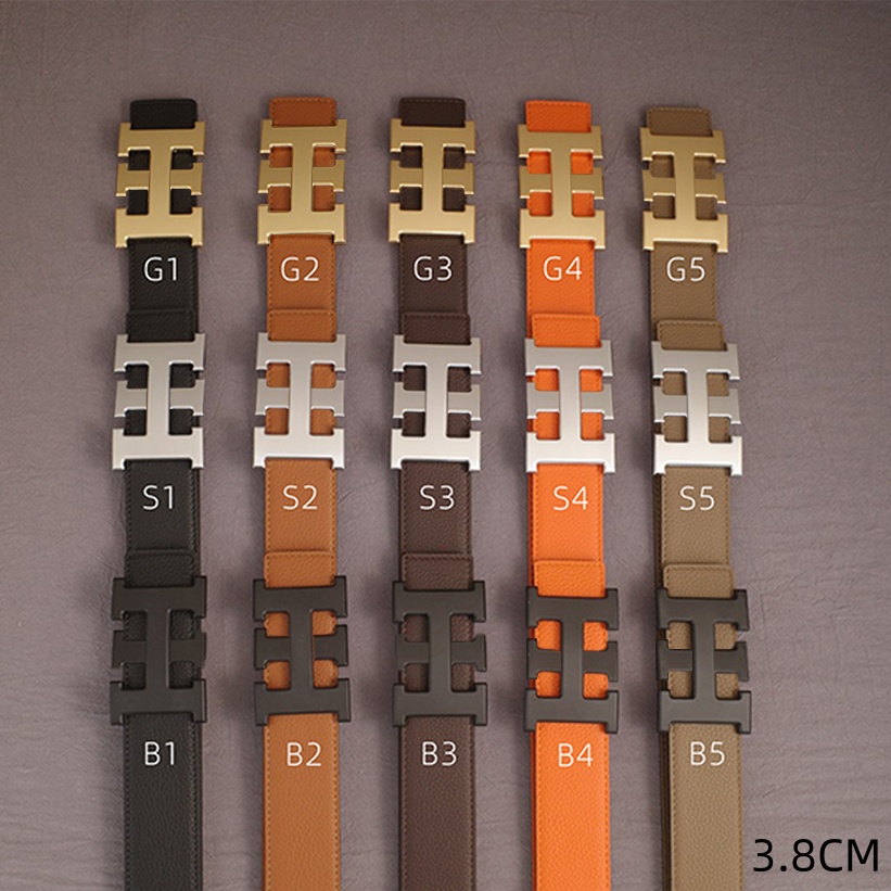 Casual Man Belt Designer Belts Real Leather Width 3.8CM Smooth Buckle Reversible for Woman Classic Gold Sliver Black Color