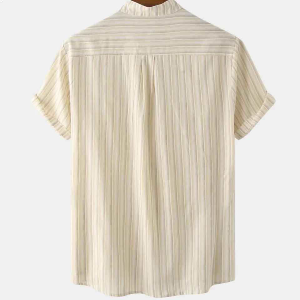 Striped Shirts For Mens Hawaiian Shirts Striped Graphic Clothing Summer Short Sleeve Tops Streetwear Oversized Male 240816