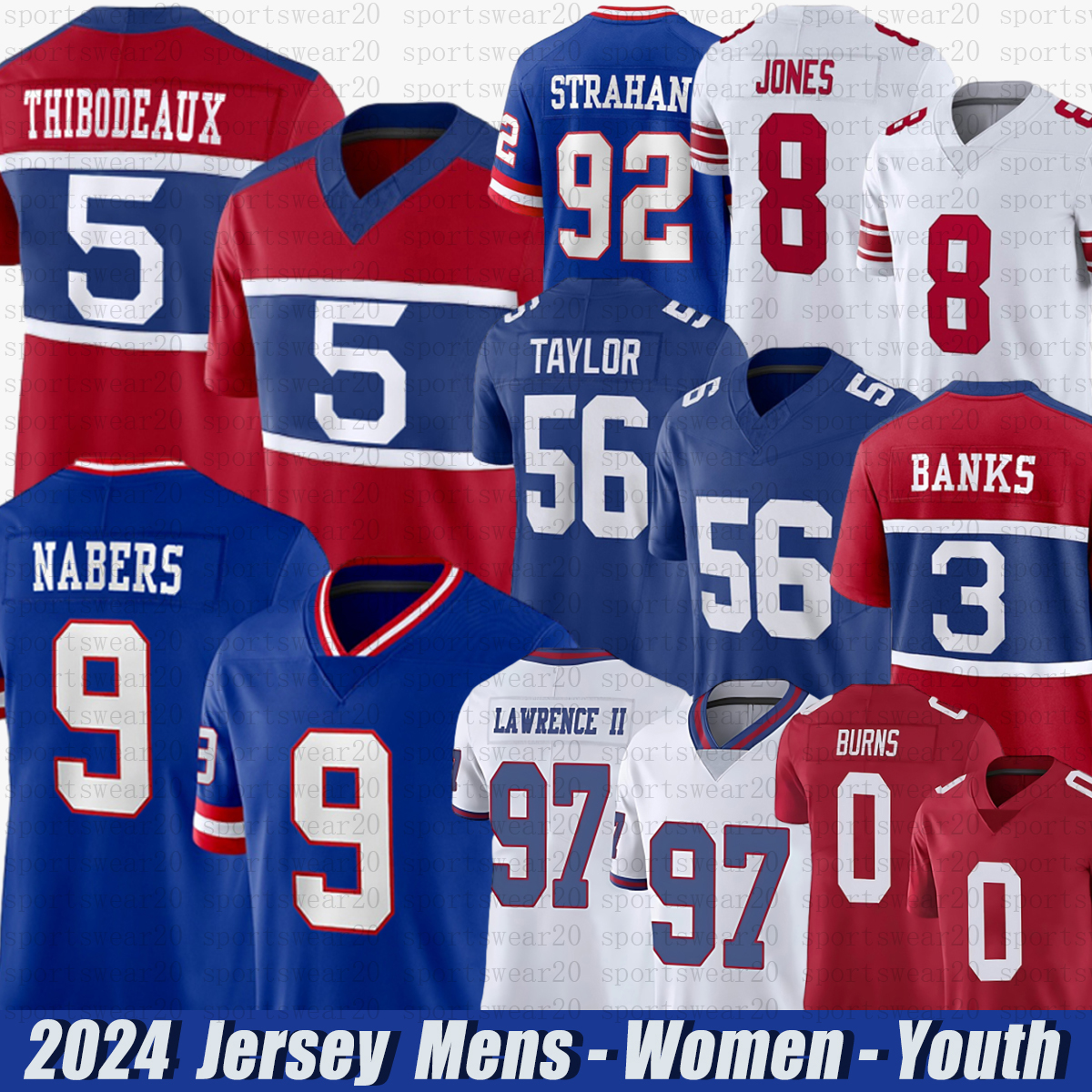 New York city ny Giantss jersey Abdul Carter Malik Nabers Brian Burns Russell Wilson Kayvon Thibodeaux Dexter Lawrence II Taylor Strahan Football Jerseys