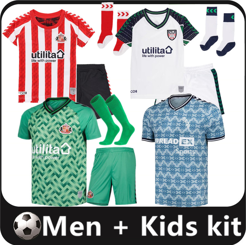 24 25 SUNDERLAND Home Soccer Jerseys STEWART SIMMS ROBERTS AMAD CLARKE DAJAKU SIMMS EMBLETON EVANS O'NIEN Football Shirt PRITCHARD GOOCH Mens Kids Kit 16-2XL