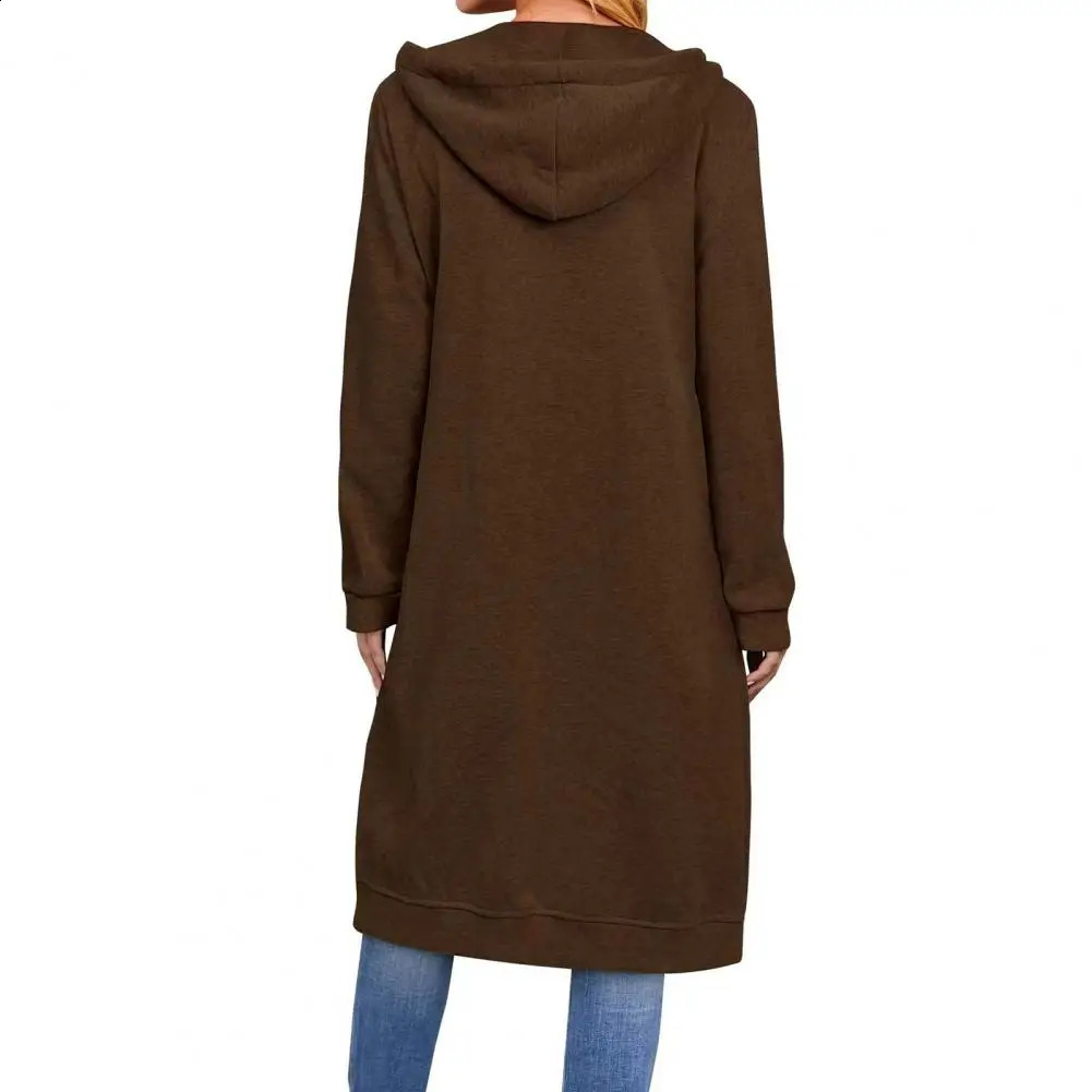 Simple Cardigan Warm Cotton Blend Long Length Women Winter Coat 240819