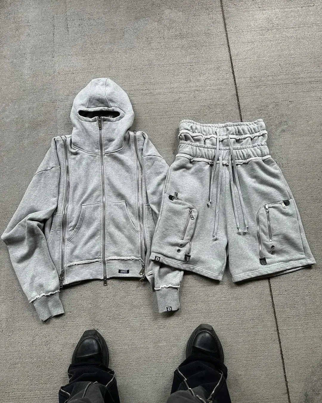 Mens Hoodie Set Shorts Y2k Product Style Pocket Fashion Casual Two Piece American Harajuku Gothic Street Clothing 240819