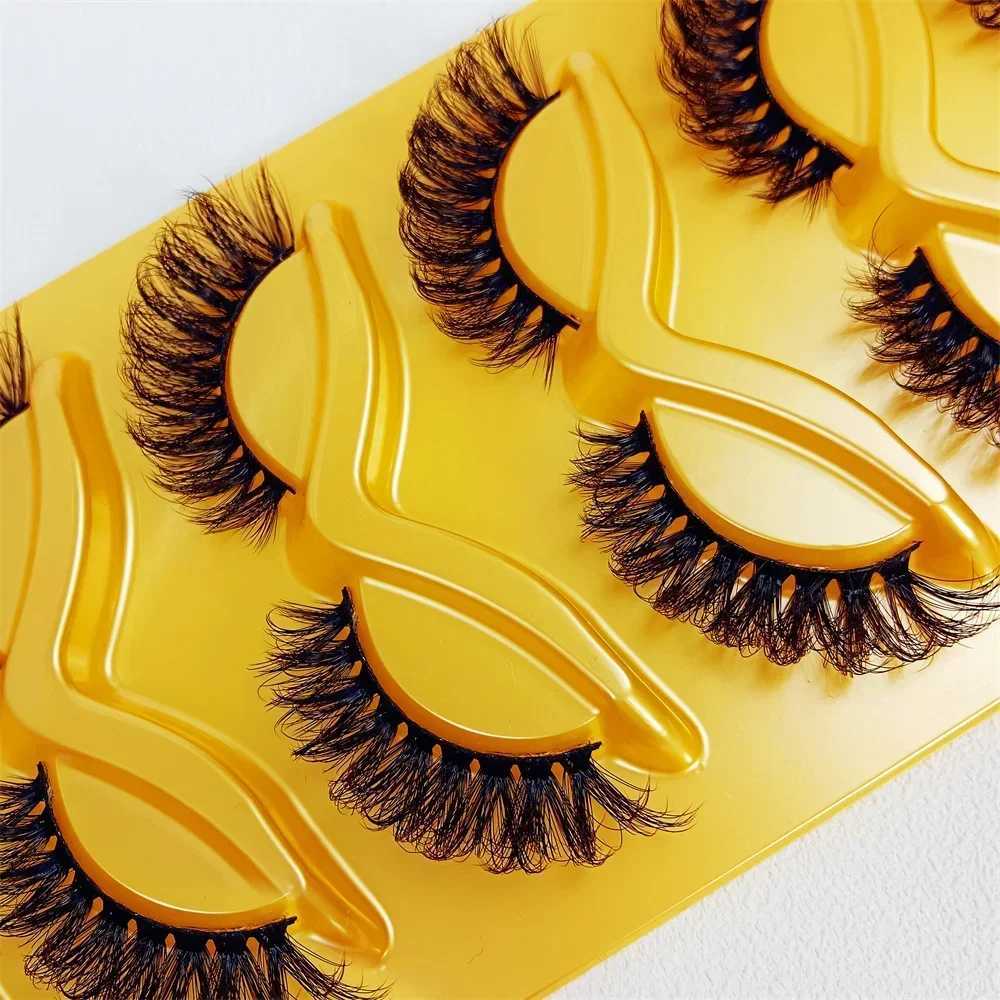 5 pairs of fake eyelashes cat eyes Wispy End Eye Elongated thick artificial mink fur fluffy short natural fake eyelashes W240803