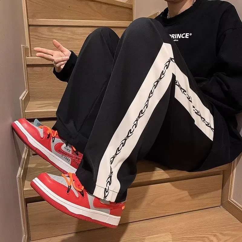 Spring and summer trend American high street pants baggy all sports sweatpants straight leg comfortable wide leg pants 240822