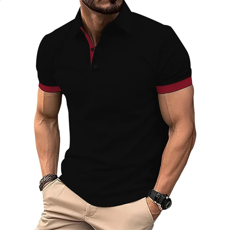 Men Summer Short Sleeve Fashion Polo Casual Lapel Polo Shirt Golf Sport Polo Shirt Men Tops Solid color Polo Shirt 240819