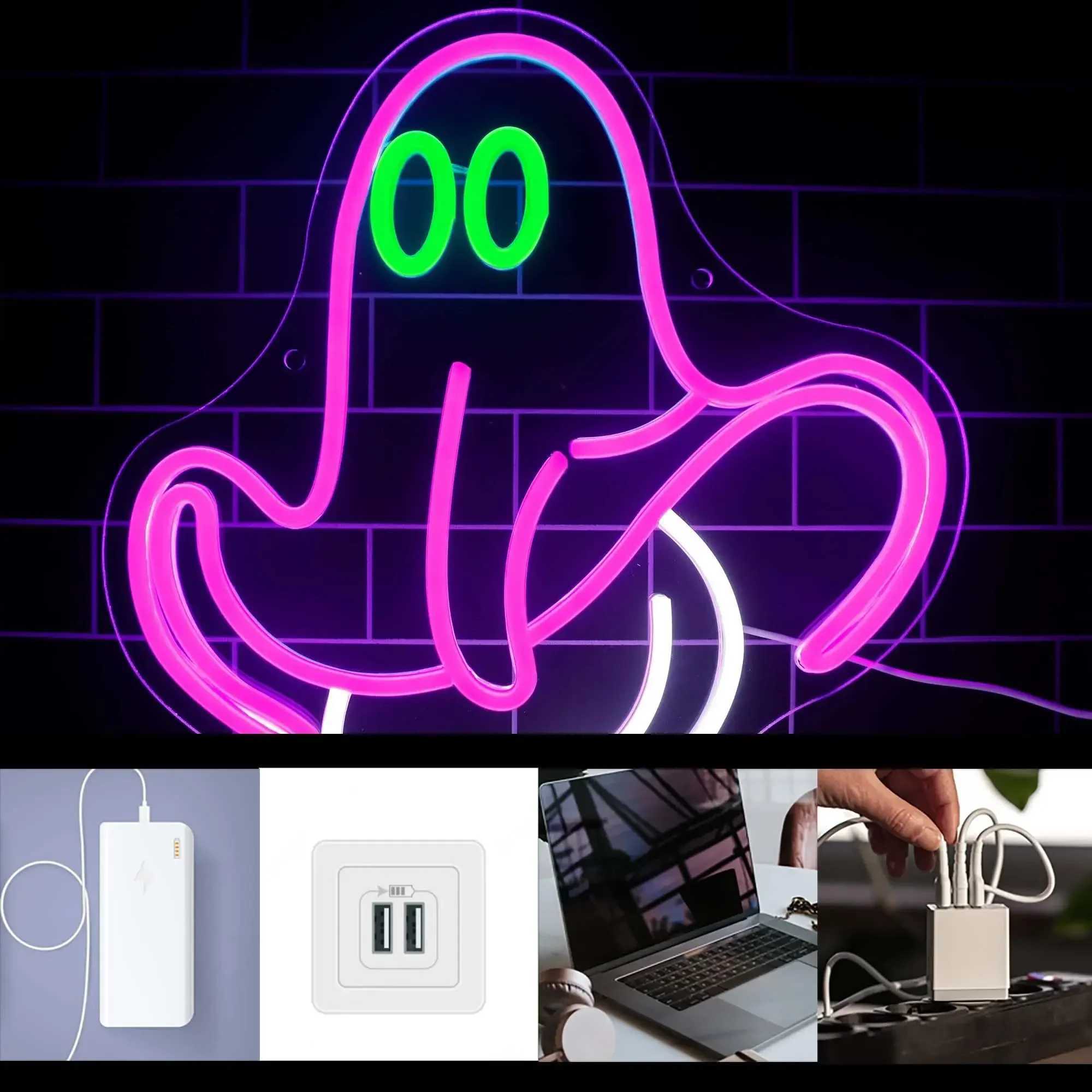 Halloween Ghost Led Neon Sign LED Sign Neon Light Signs for Wall DecorBedroom Game Room Party Gifts for Teens Y240817
