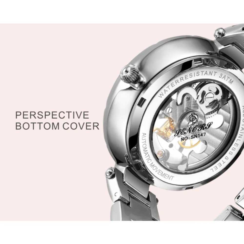Luxury womens waterproof skeleton Touillon mechanical luminous beauty elegant mechanical W250104