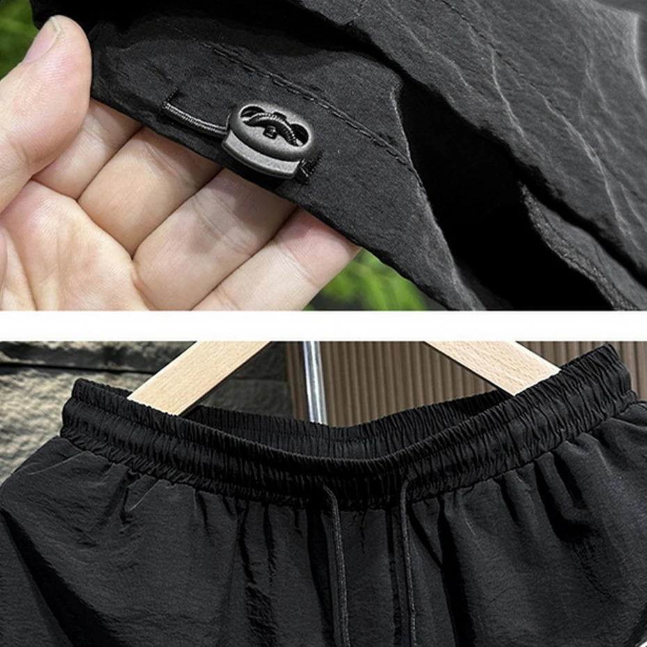 Mens Sets Summer Short Sleeve T-shirts Shorts Plus Size 10XL 11XL Fashion Casual Solid Color Hooded Suits Male Big Size 10XL 240816