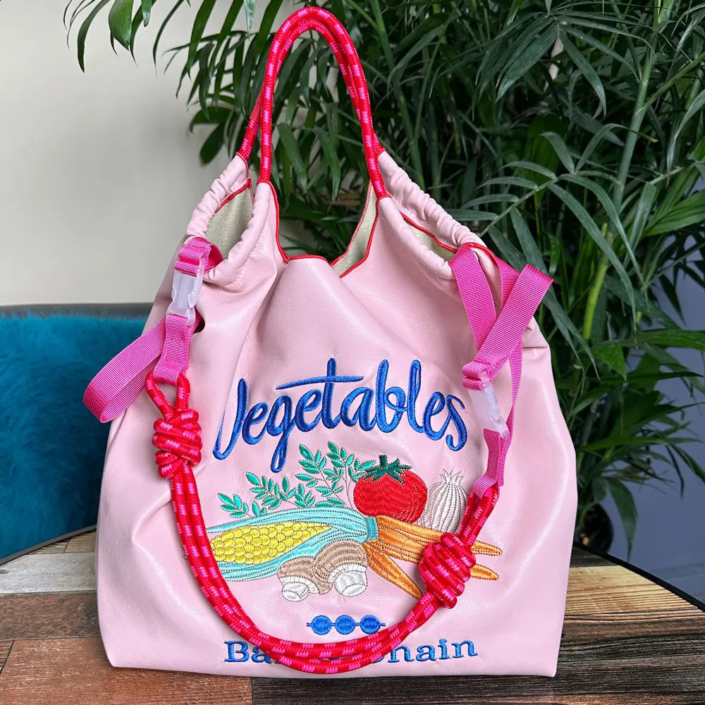 Horse Embroidery Tote Bags for Women Flower Shoulder Bag er Hawaiian Eco Bag Handbags Donuts PU Leather Shopper Purses 240819