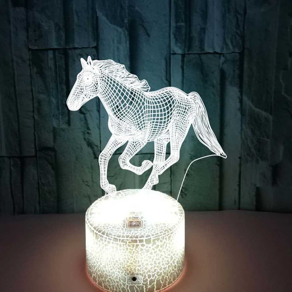 3D Fantasy Lamp LED Childrens Night Light Horse Table Lamp Bedroom Holiday Christmas Lamp Childrens Decorative Gift W240816