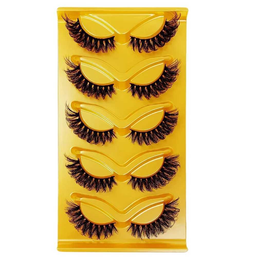 5 pairs of fake eyelashes cat eyes Wispy End Eye Elongated thick artificial mink fur fluffy short natural fake eyelashes W240803