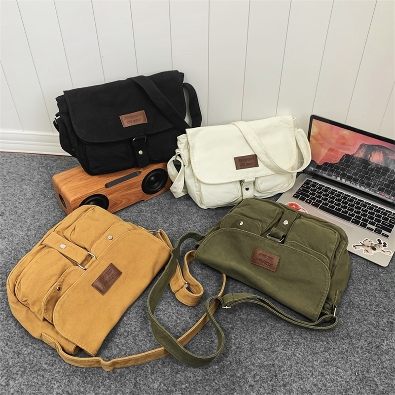 High Quality Canvas Handbag Shoulder Bags Large Capacity Crossbody For Women Simple Casual Messenger Bag Student School y240816