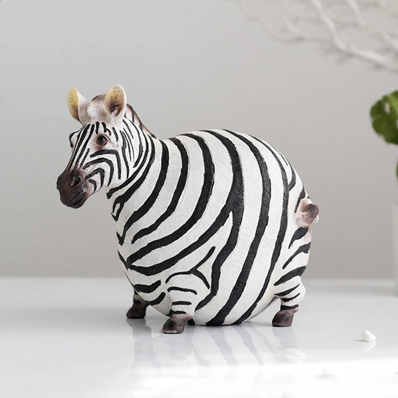 Nordic Creative Resin Cute Fat Zebra Figurine Animal Figurine Sculpture Study Ornaments Desktop Crafts Art Decoration Statue 240816