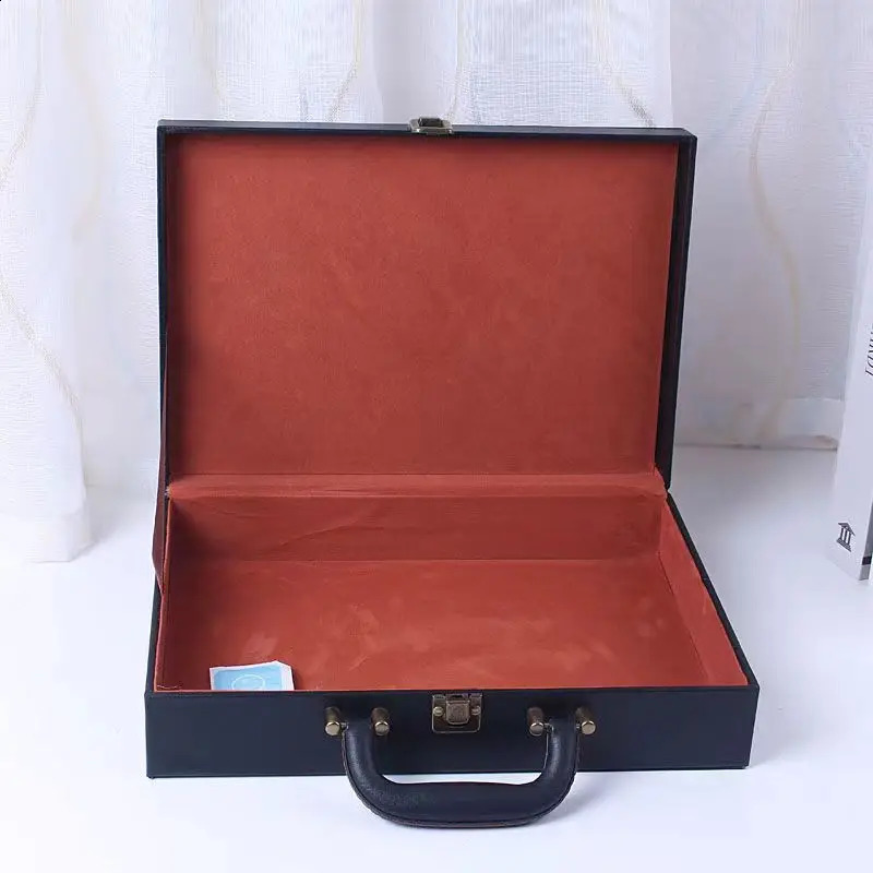 Cover Style Briefcase Mens Handheld Leisure Insurance Contract Document Storage Box 34X24X8.5CM 240816CJ