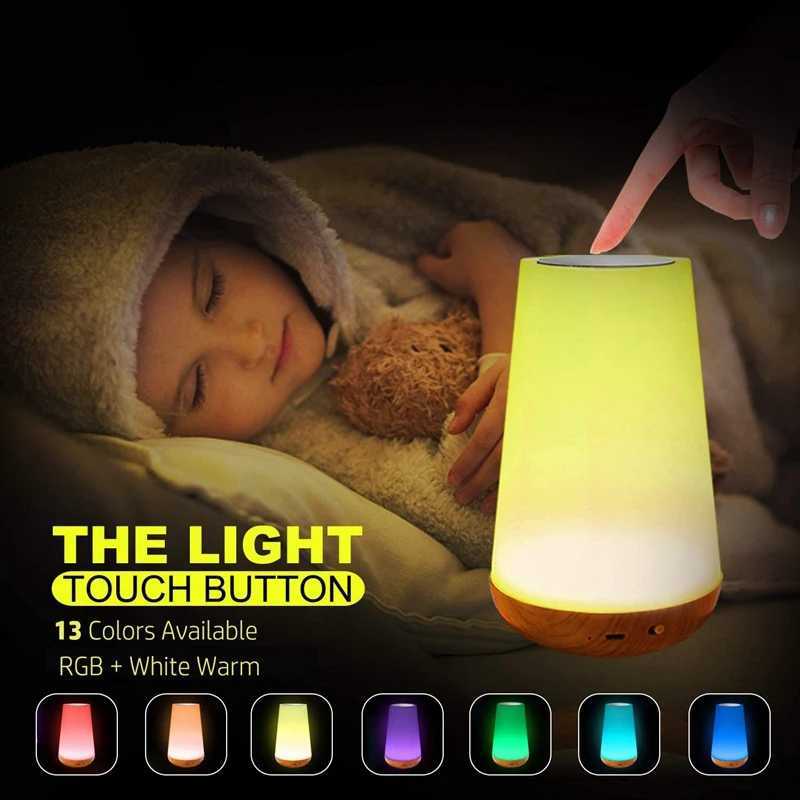Luminous contact light USB LED color portable bedside lamp RGB light with remote control suitable for baby crib office W240816