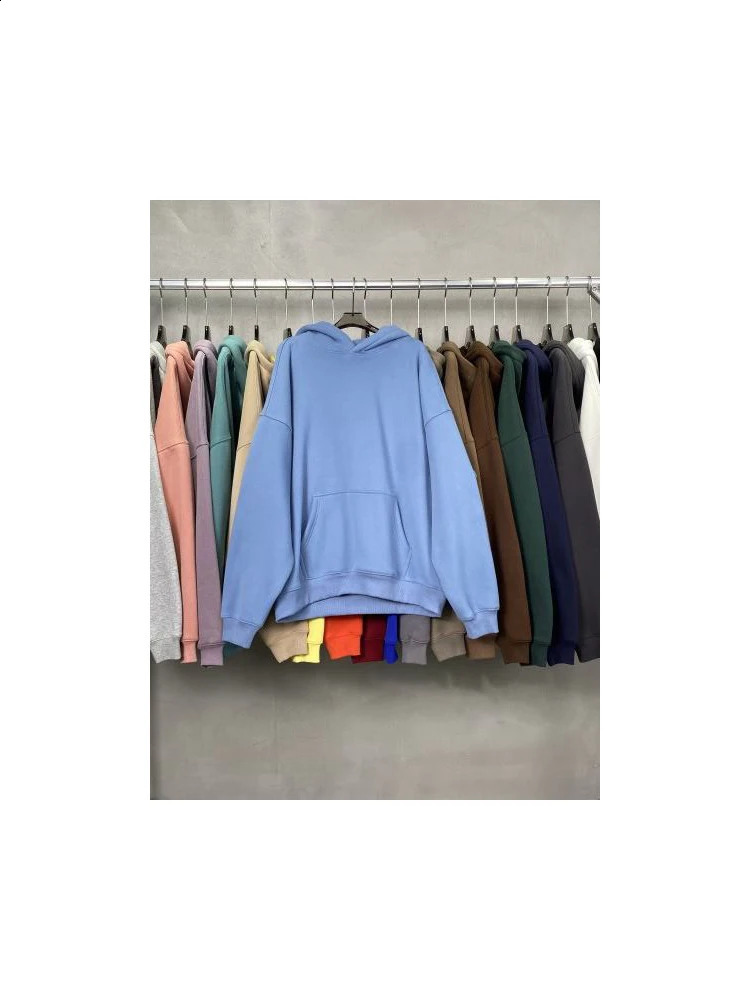 Solid Color 100% Cotton Hoodies Autumn Winter Baggy Sports Outwear Plush Oversized Hooded Sweater for Men and Womens 240816