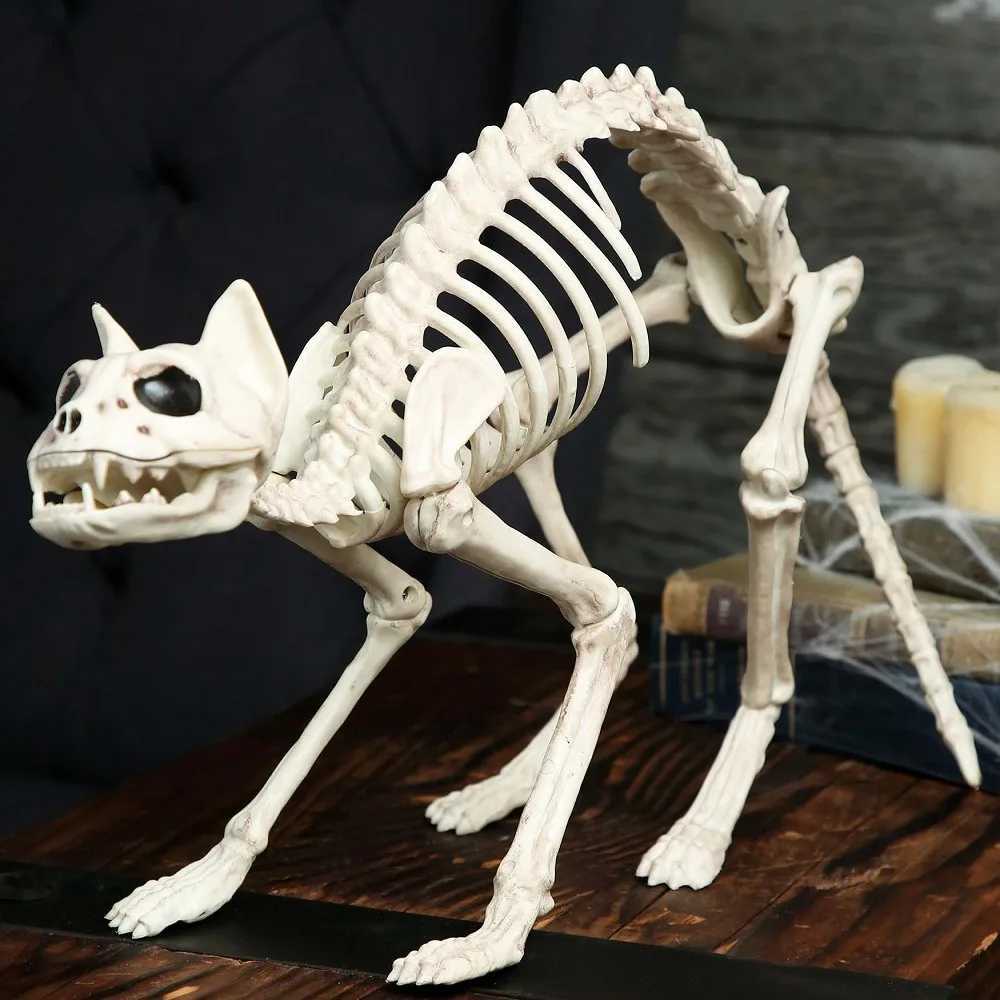 Skeleton Cat Kitten Lizard Bones Halloween Atmosphere Decoration Festival Supplies Creative Gift Human Skull Haunted House Decor CL240819