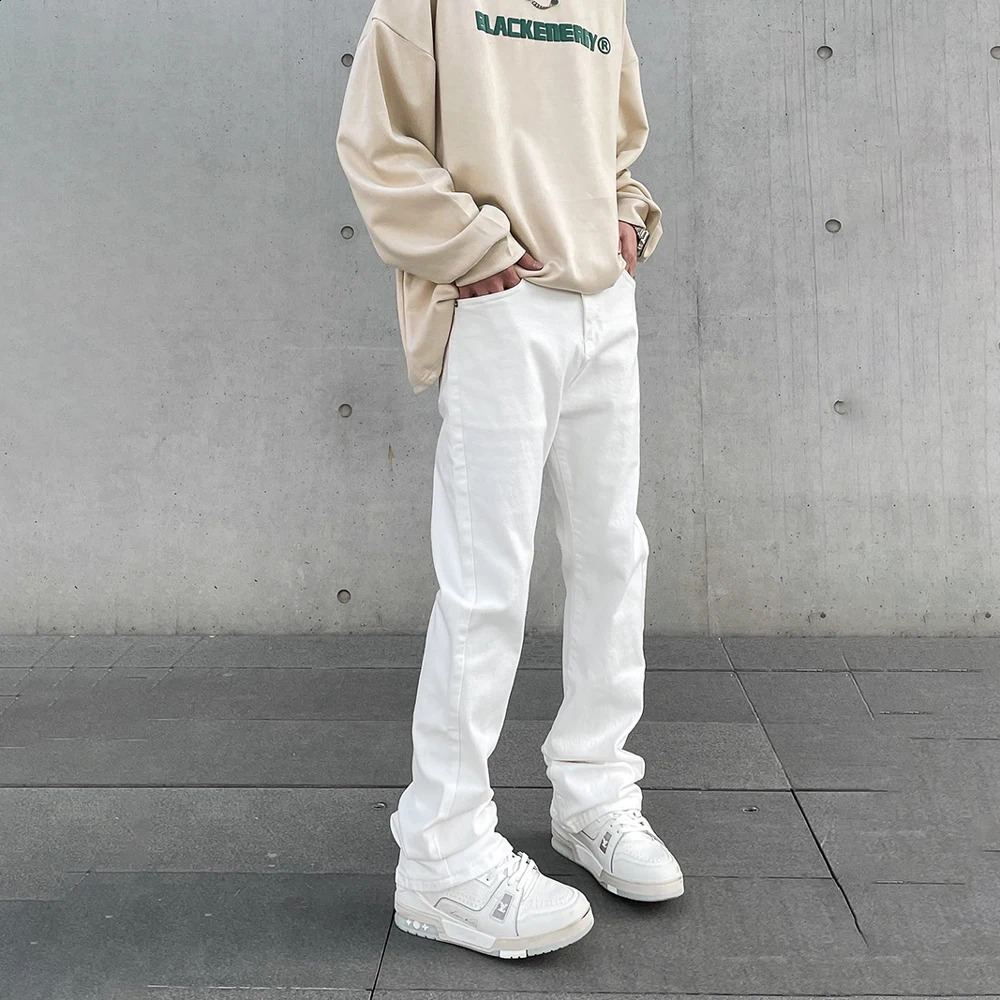 White Jeans for Men Y2k Skinny Street Fashion Slim Vaqueros Trousers Autumn Pantalones Hombre Streetwear Summer Fit Denim Pants 240814