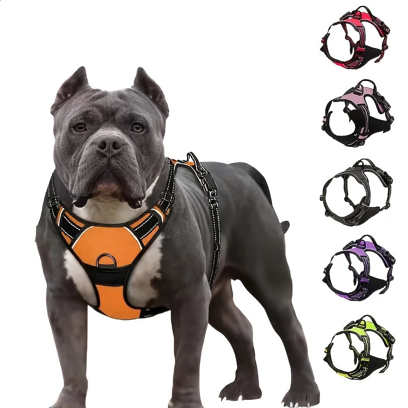 Adjustable Dog Harness Vest with Night Reflective Strip for Small Medium and Large Dogs for Outdoor Walking 250206