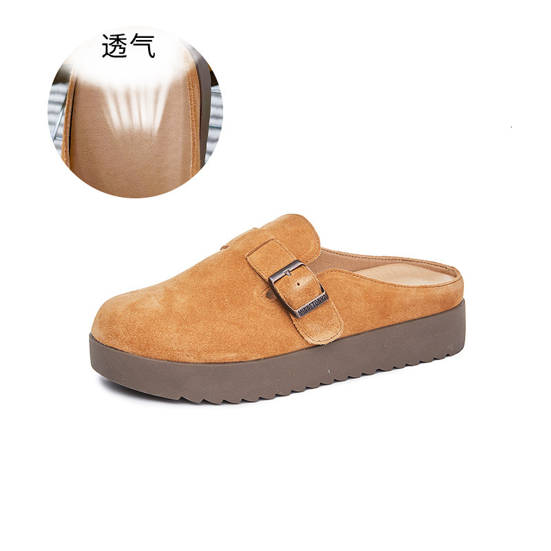 Ddmyoutdoor Leather Wrapped Slippers For Women Wearing Outside In Summer Fashionable Flat Bottomed Outdoor Cooldown Casual And High End Semi Drag OUTD