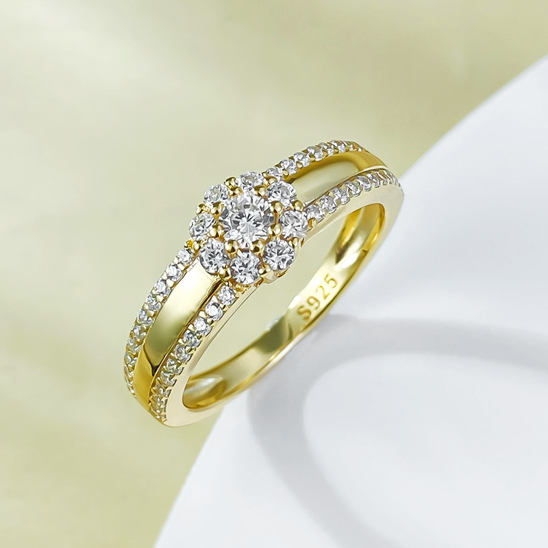 Ins Top Sell Wedding Designer Rings Handmade Vintage Jewelry Real 100% 925 Sterling Silver Gold Fill Round Cut White Moissanite Diamond Party Women Fl