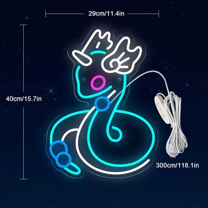 Dragonite LED Neon Lighted Sign Acrylic Anime Neon Sign USB for Home Kids Bedroom Gaming Room Wall Art Decor Cartoon LED Signs Y240817 - view 3