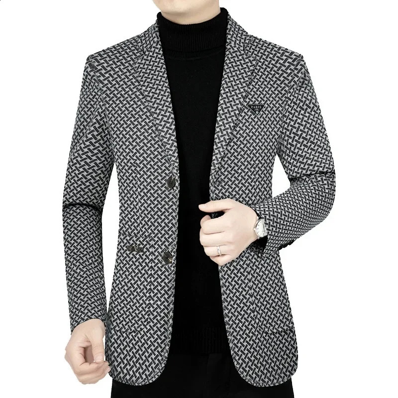 Men Business Blazers Jackets Male Checkered Casual Suits Coats High Quality Man Spring Slim Blazers Jackets Coats Size 4XL 240819