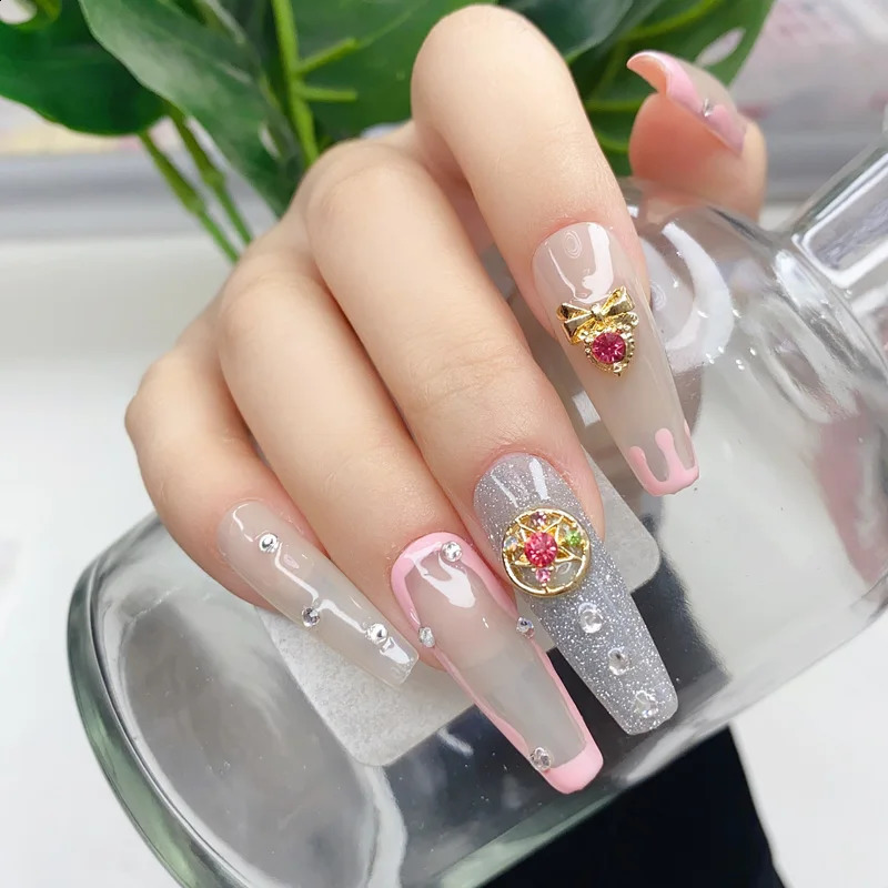 10pcs Nail Art Alloy Rhinestones Decorations Moon Magic Wand Various Shape Nail Charms Jewelry Shiny Strass Accessories 240814