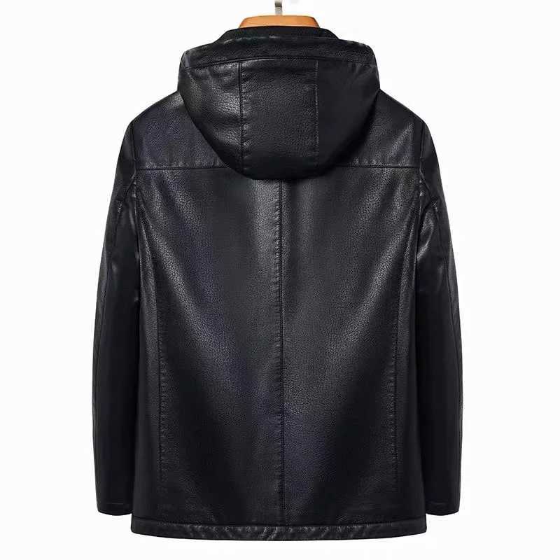 Designer jacket spring Autumn Men Fashion Casual Trend Hooded Jackets Mens Casual Waterproof High-Quality PU leather Jacket male M-4XL M240819