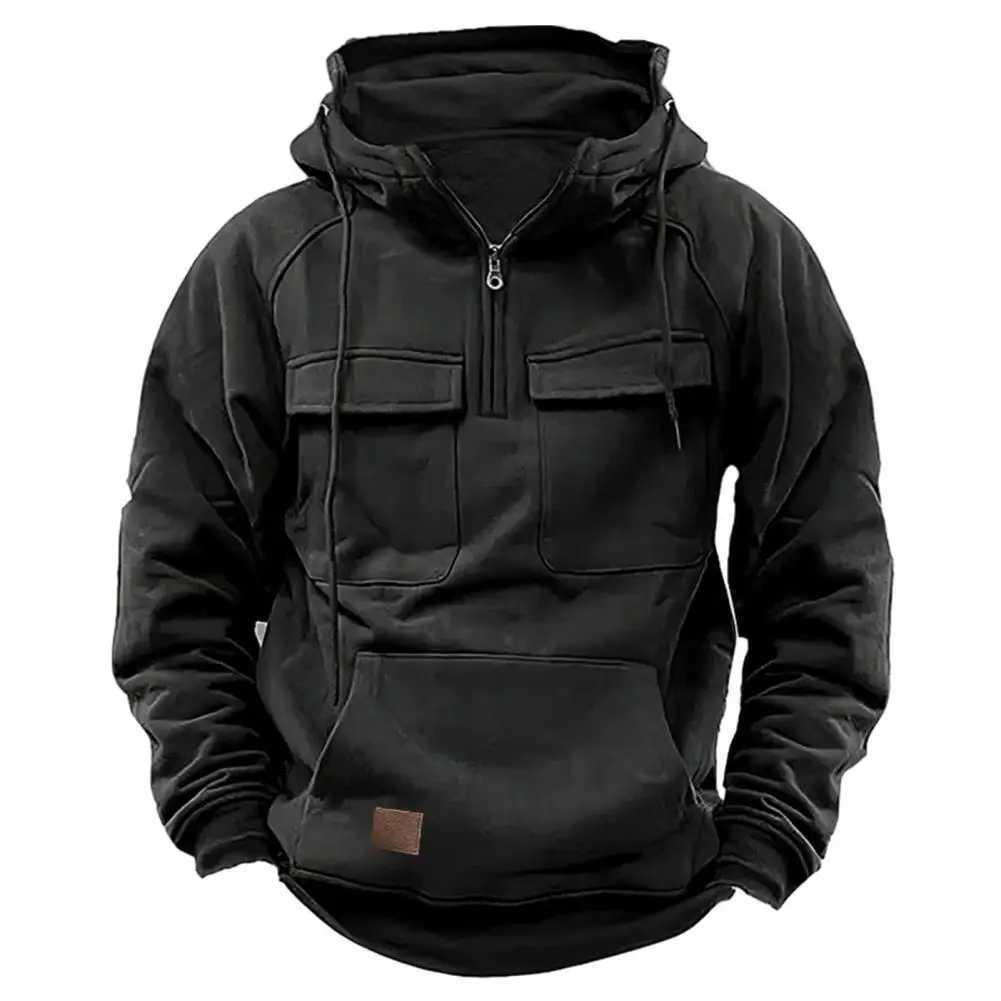 Hoodies Sweatshirts Polar Flce Windproof Hiking Jacket Sweater Hat Mens Hoodie Thickened Warm Outdoor Sports T240819
