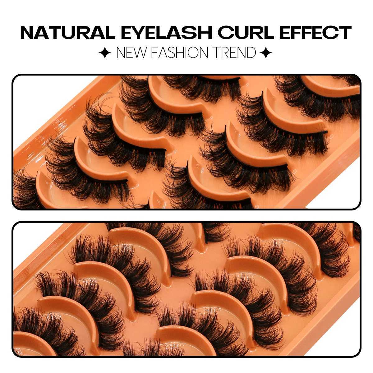 Groinneya Eyelash 3D False Eyelash Natural Appearance Curly Cat Eyelash 5/7/10 Paired Reusable Artificial Mink Eyelash Extended Makeup W240803