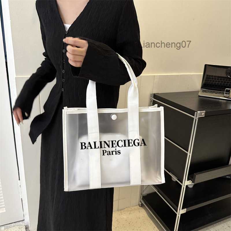 Cross Body Large Capacity Fashionable Transparent Handbag Jelly Beach Printed Womens Baozi Mother Shoulder Tote Bag Y2408190B5P6T5T