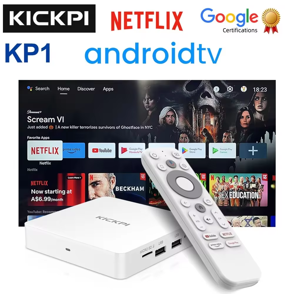 KICKPI KP1 Google TV Box Android 11 Amlogic S905Y4 2GB 32GB Support AV1 1080P H.265 4K 2.4G 5G Wifi BT Androidtv Box