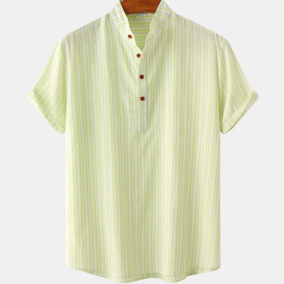 Striped Shirts For Mens Hawaiian Shirts Striped Graphic Clothing Summer Short Sleeve Tops Streetwear Oversized Male 240816