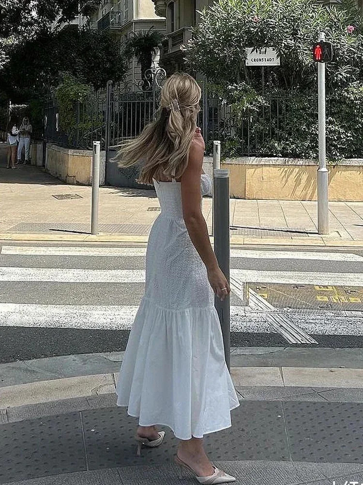 Mingmingxi Womens Summer Dress 2024 Casual Linen-cotton Blend Long Dresses White Elegant Party Dresses Holiday Wholesale 240816