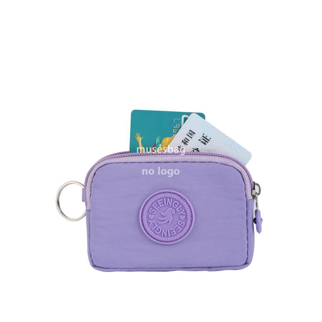 New high quality purse new simple zipper key bag foreign trade solid color waterproof nylon purse wholesale